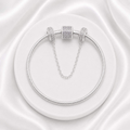 Kit Pulseira Tradicional Cravejada + Corrente de Segurança Cravejada Zircônia Cristal Prata 925