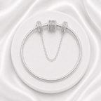 Kit Pulseira Tradicional Cravejada + Corrente de Segurança Cravejada Zircônia Cristal Prata 925