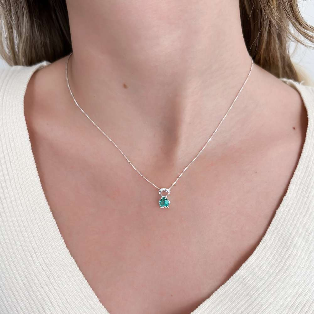 Colar Menino Com Zircônia Coração Turmalina Prata 925