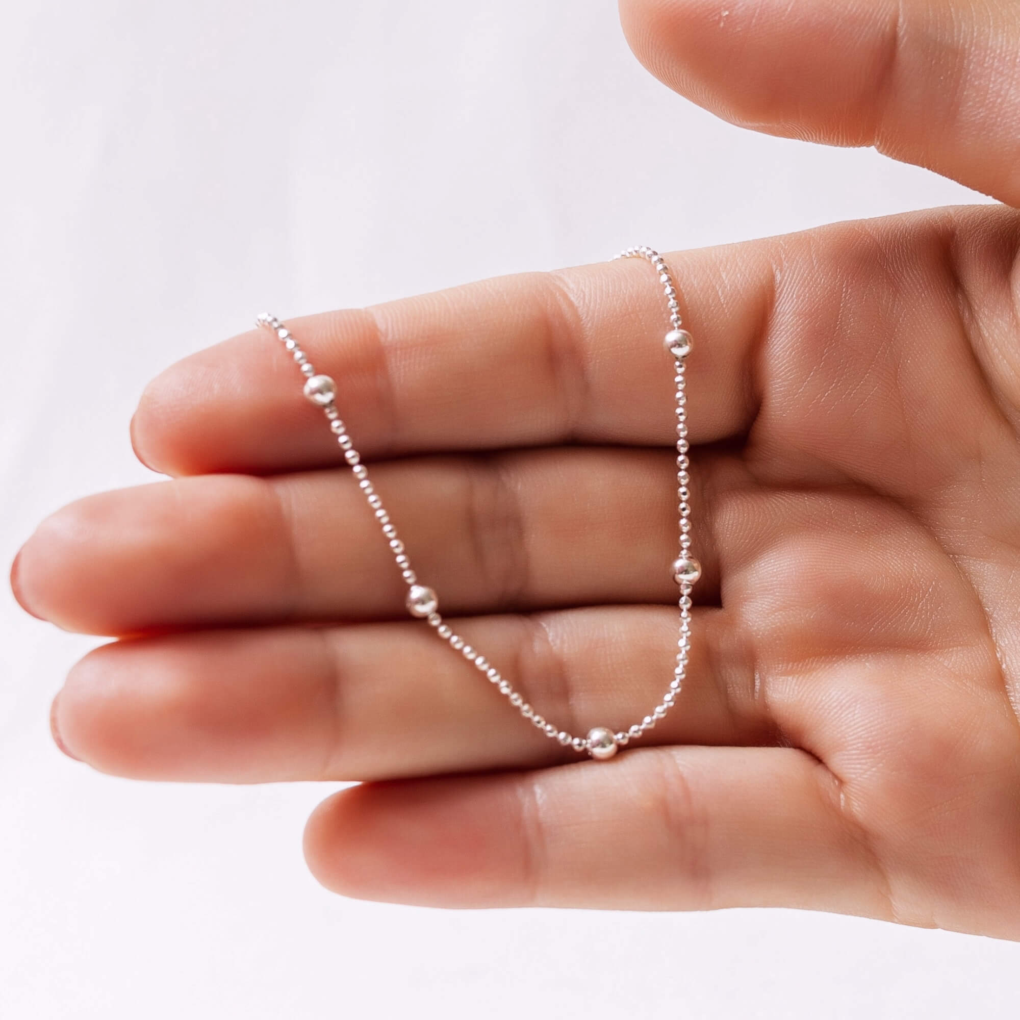 Pulseira Bolinha Diamantada com Bolinhas Prata 925
