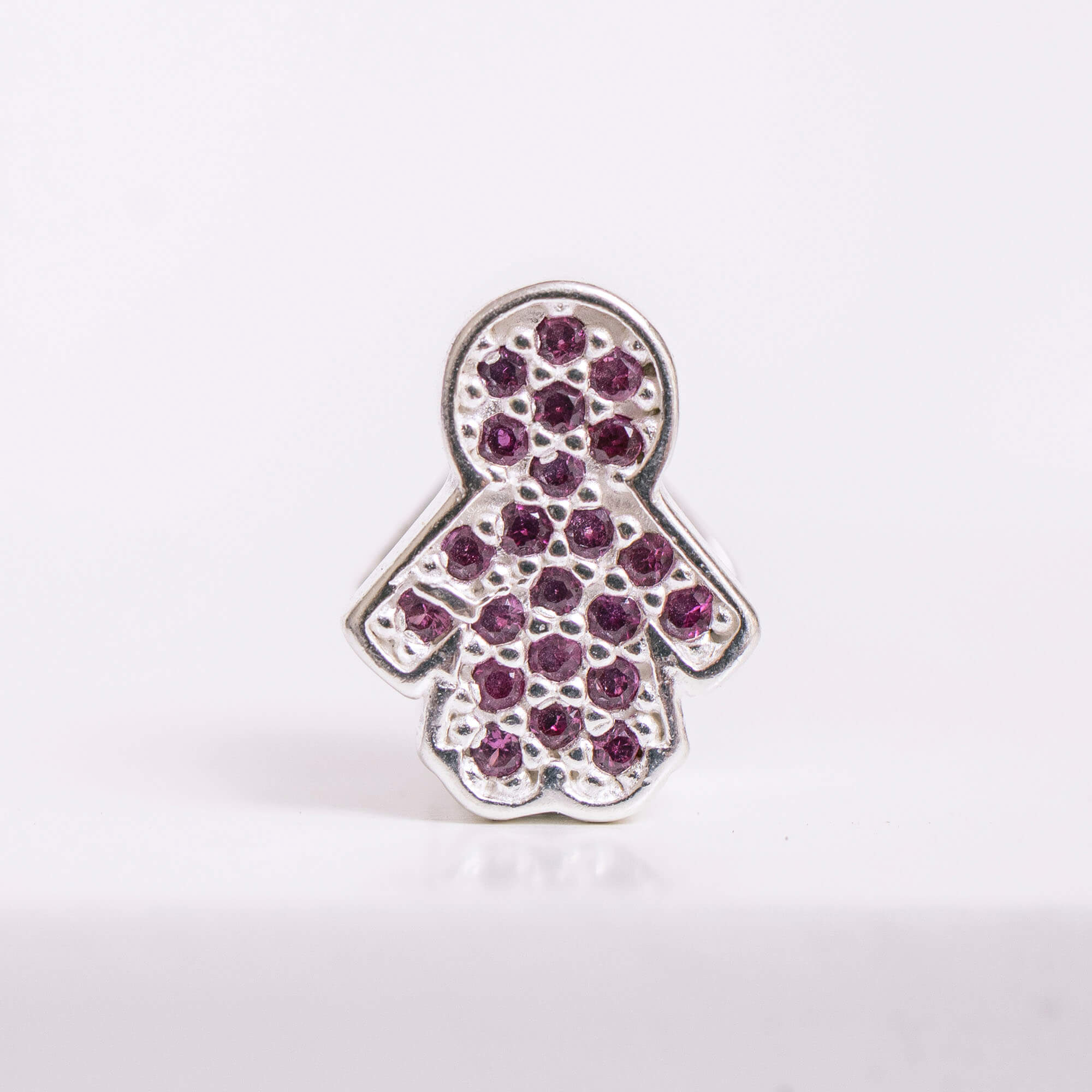 Berloque Separador Menina com Zircônia Pink Prata 925