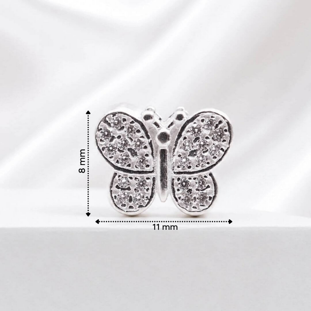 Berloque Borboleta Zircônia Prata 925