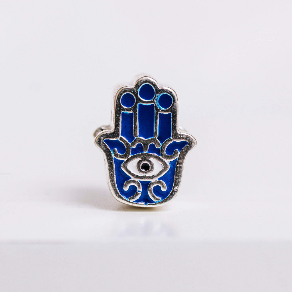 Berloque Hamsa Azul Prata 925