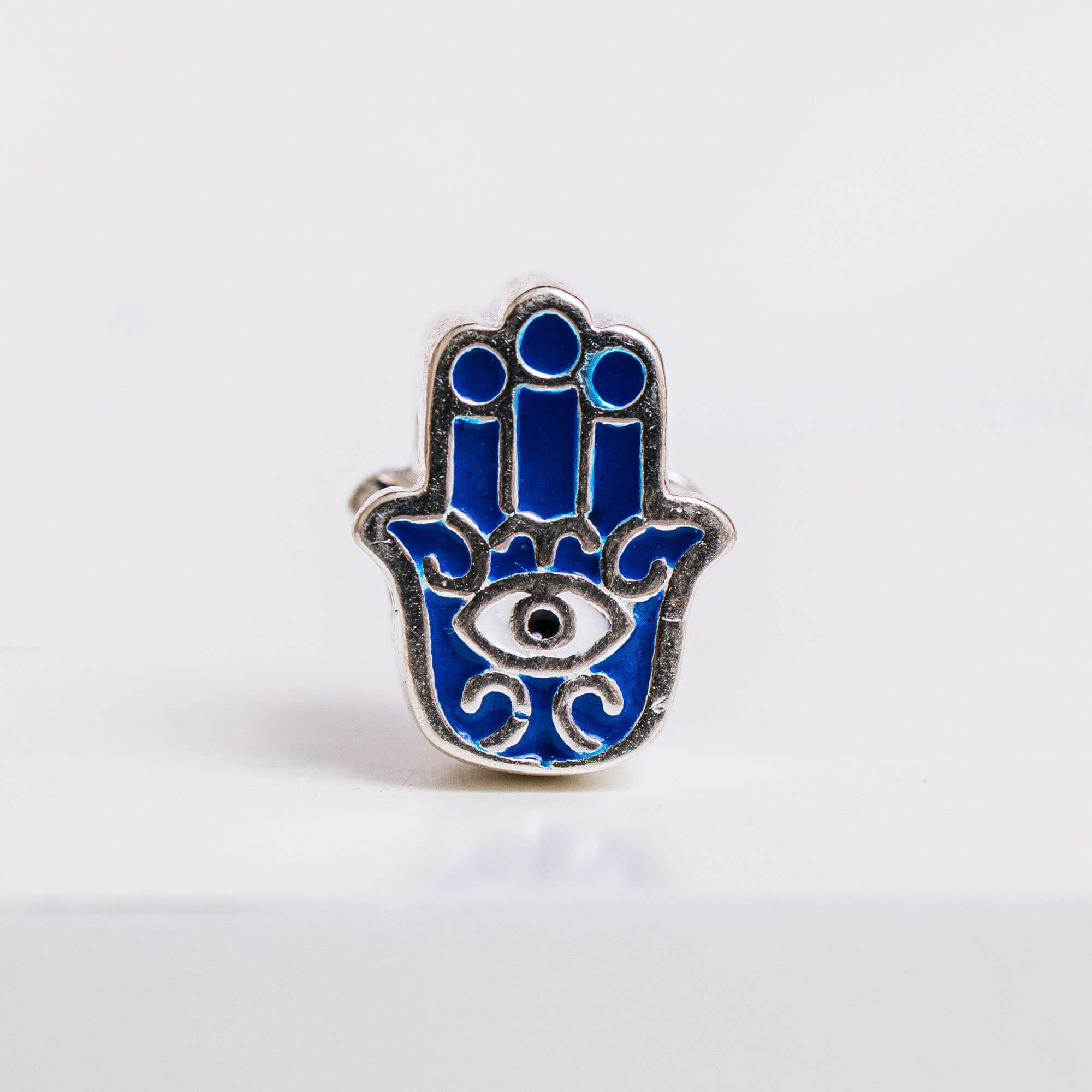 Berloque Hamsa Azul Prata 925