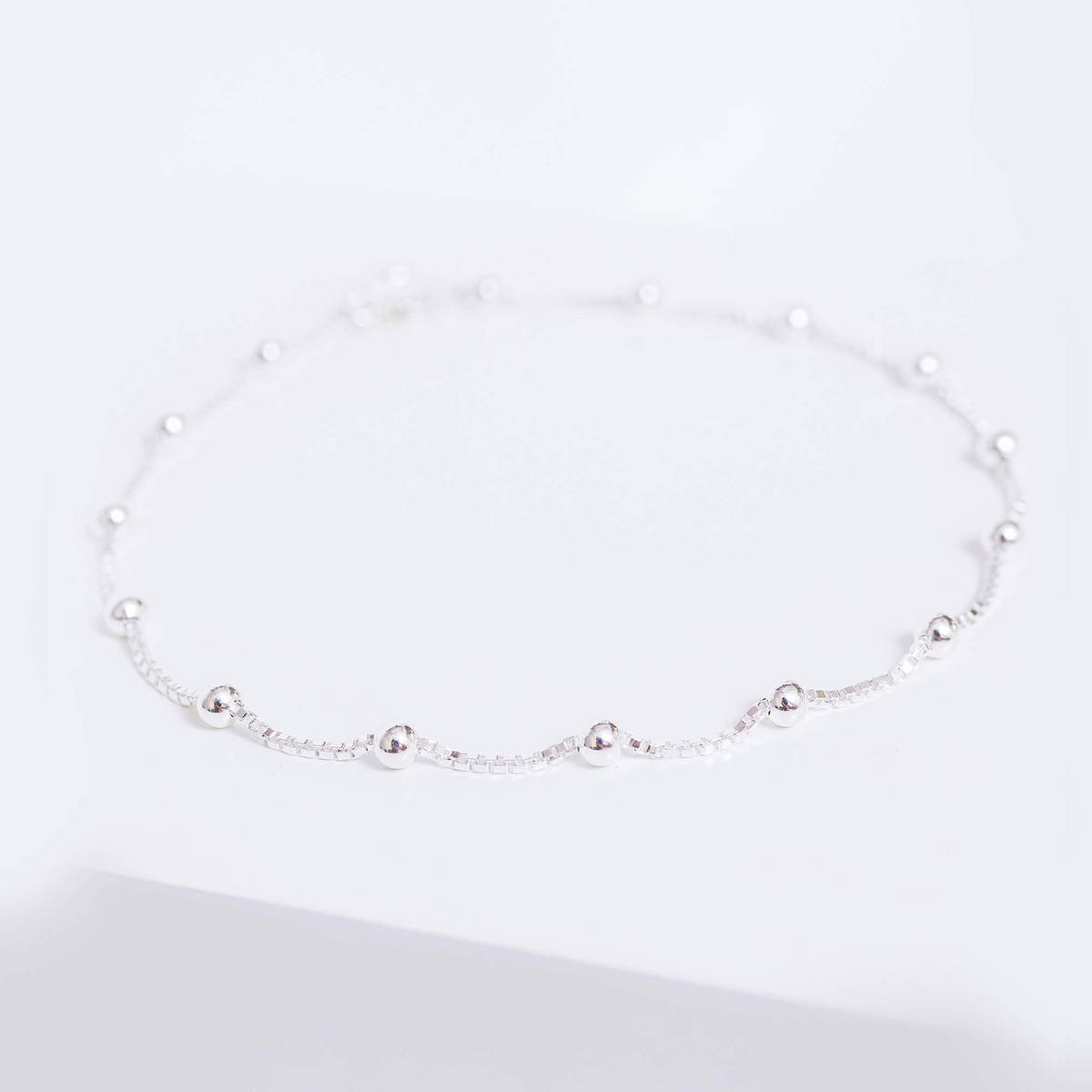 Pulseira de Prata 925 Veneziana Com Bolinhas
