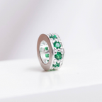 Berloque Mini Separador Zircônia Verde Prata 925