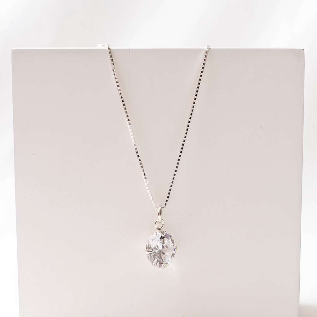 Colar Ponto de Luz Cristal 10mm Prata 925