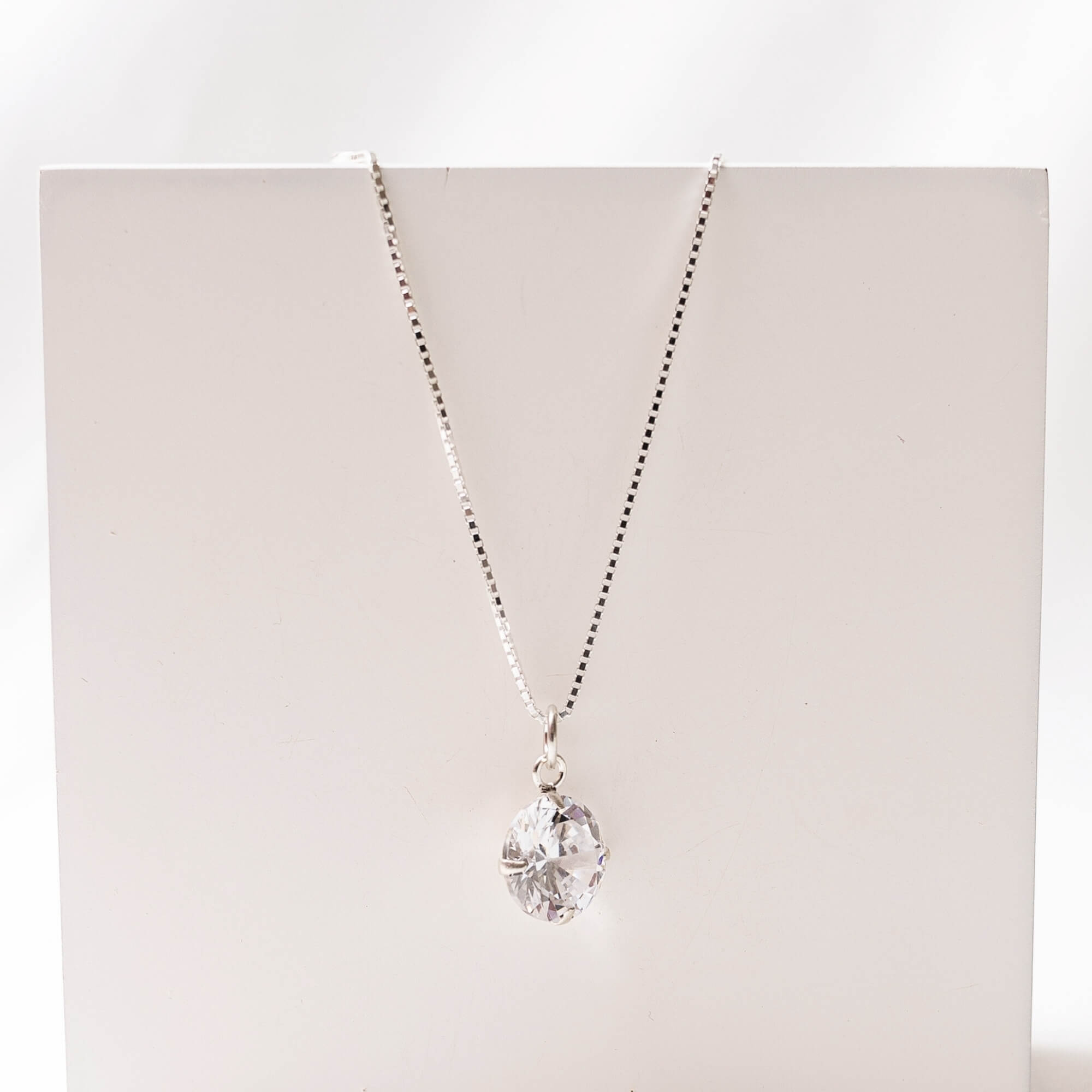 Colar Ponto de Luz Cristal 10mm Prata 925