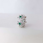 Berloque Mini Separador Flor Com Zircônia Verde Prata 925