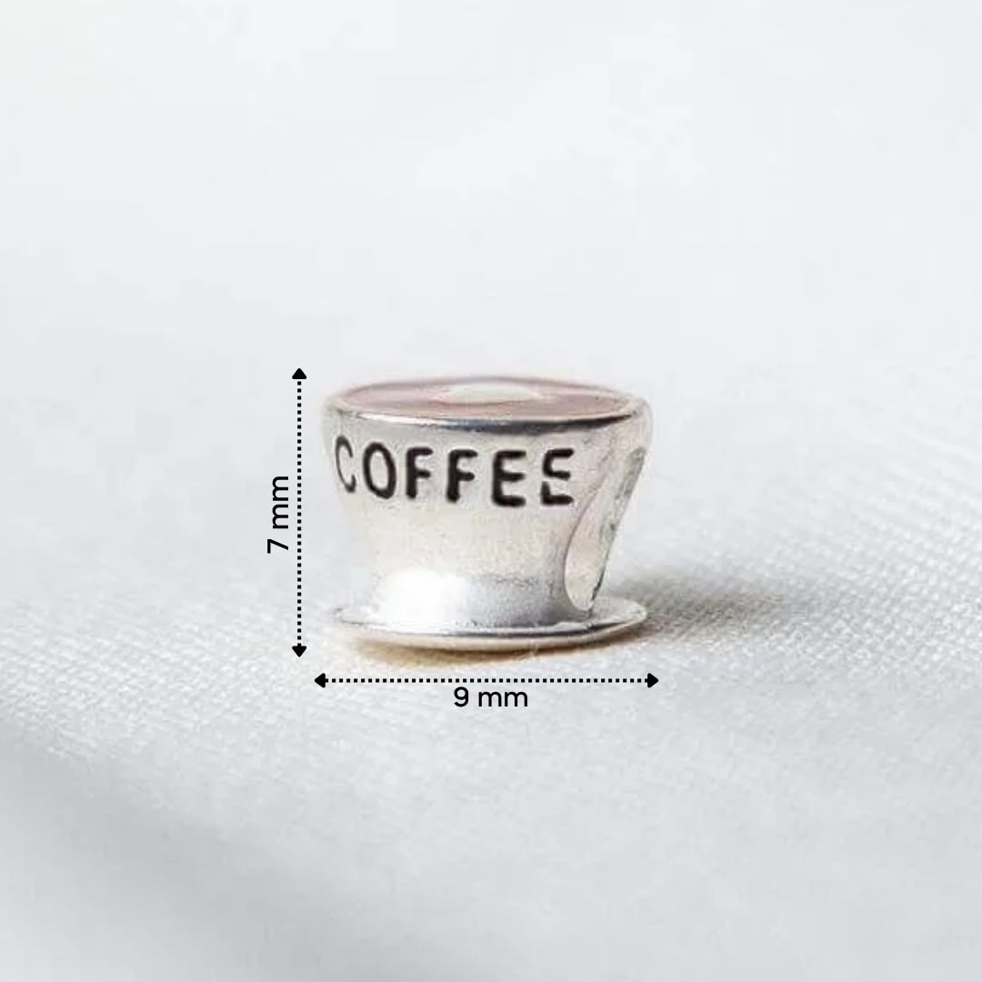 Berloque Café Coração Prata 925