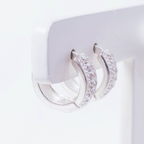 Brinco Argola Click Cravejado com Zircônias Cristal M Prata 925