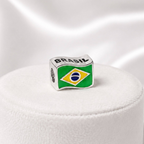 Berloque  Separador Bandeira do Brasil Prata 925
