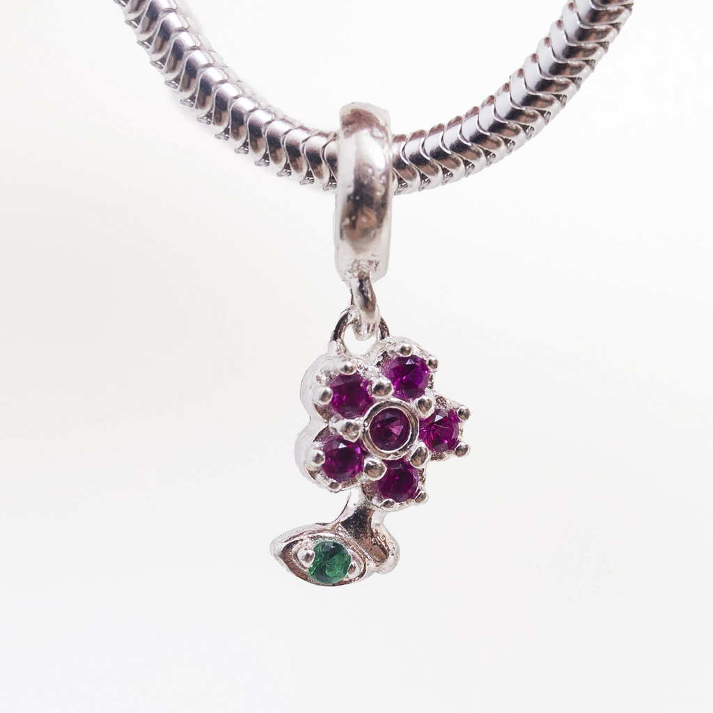 Berloque Florzinha com Zircônia Pingente Prata 925