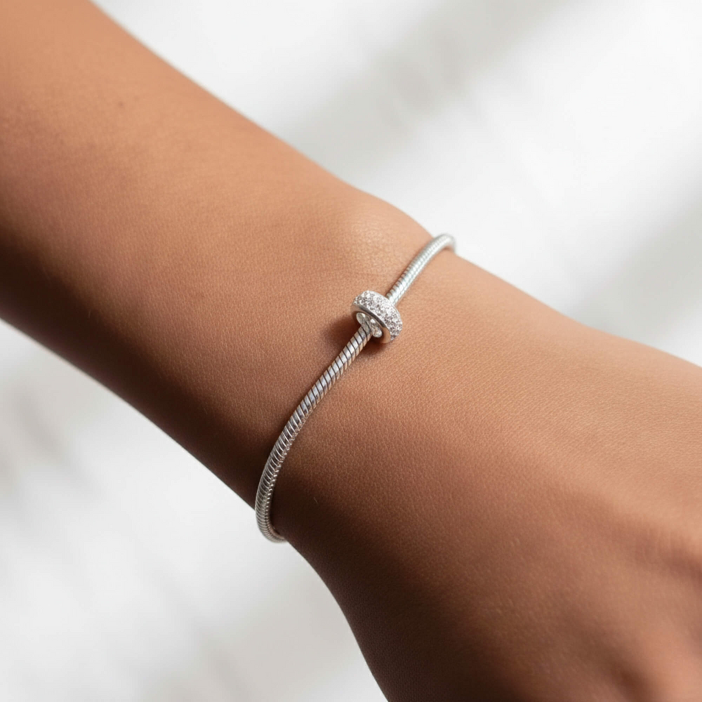 Berloque Separador Zircônia Cristal Prata 925