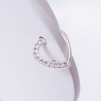 Piercing Daith Coração Cravejado Prata 925