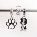 Leve 3 pague 2 - Kit de Berloques Prata 925 com Patinha Vazada, Cachorro Border Collie e Ganhe Mini Separador Corações