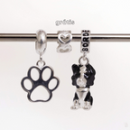 Leve 3 pague 2 - Kit de Berloques Prata 925 com Patinha Vazada, Cachorro Border Collie e Ganhe Mini Separador Corações