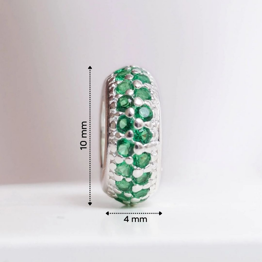 Berloque Separador Zircônia Verde Prata 925