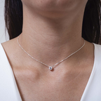 Colar Ponto de Luz Zircônia Cristal 6mm 40 cm Prata 925