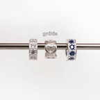 Leve 3 pague 2 - Kit de Berloques em Prata 925 com Mini Separador Zirconia Cristal e Azul e Ganhe Mini Separador Coraçõe